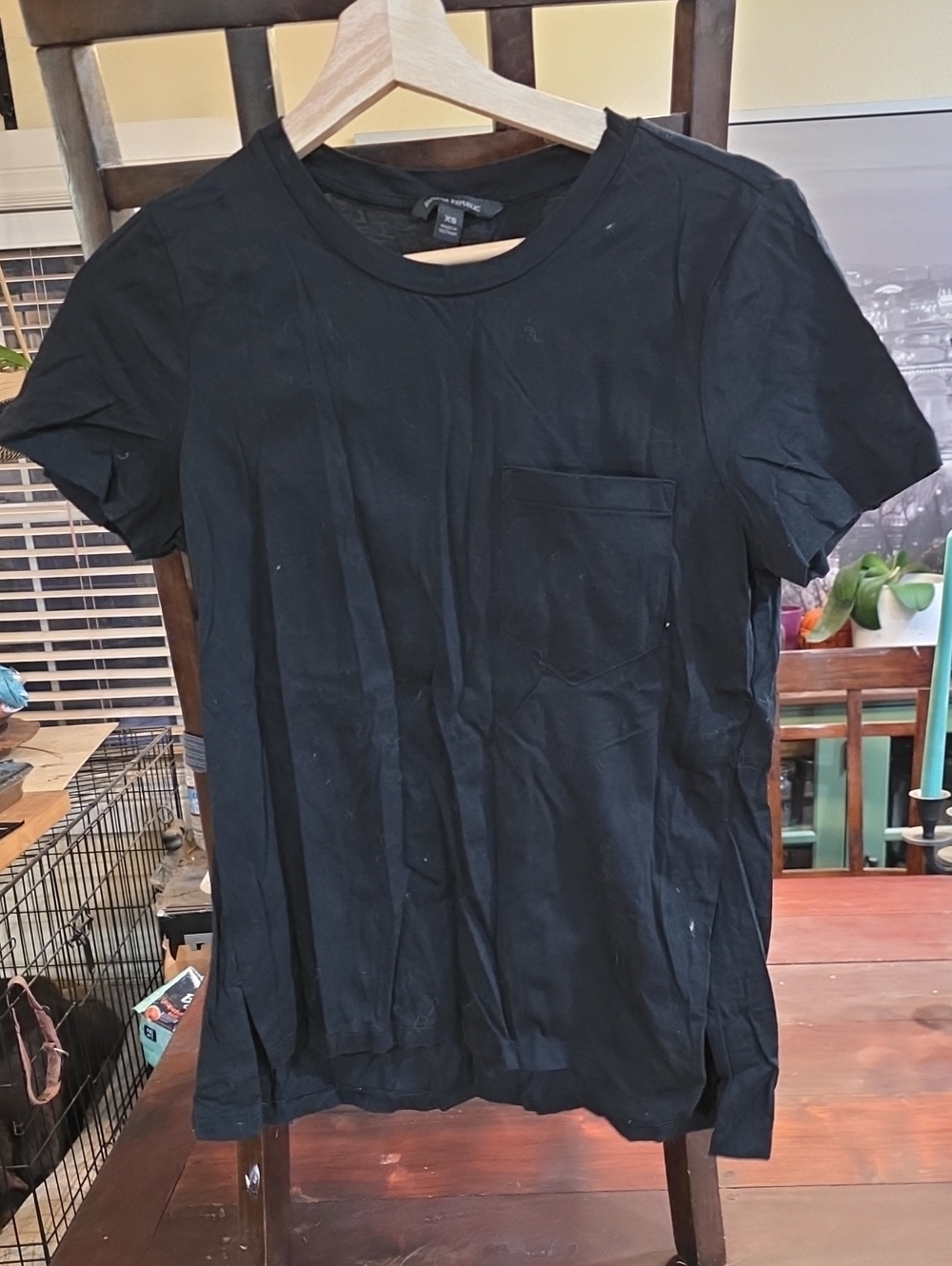 Banana Republic Black Crewneck Short Sleeve Pocket Tee